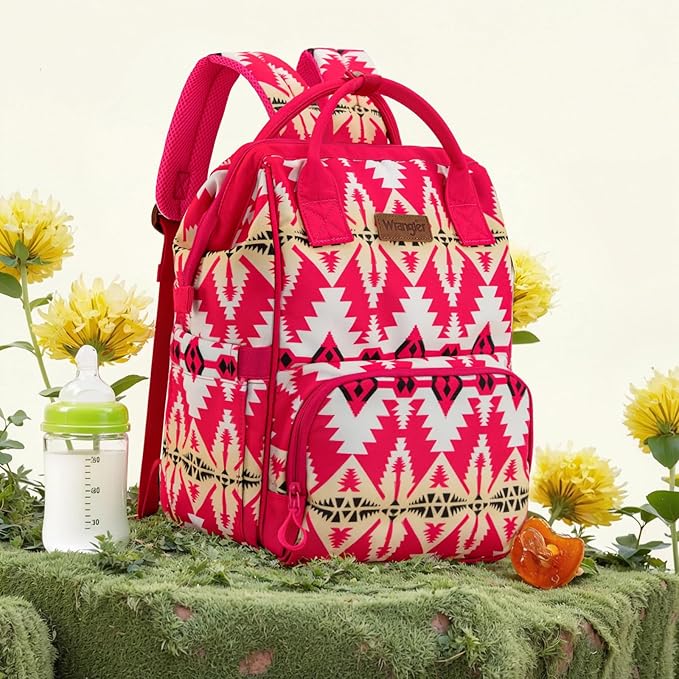 Montana West Wrangler Callie Diaper Bag Backpack with Stroller Straps Western Pattern Multifunction Baby Travel Bag WG2204-91102HPK