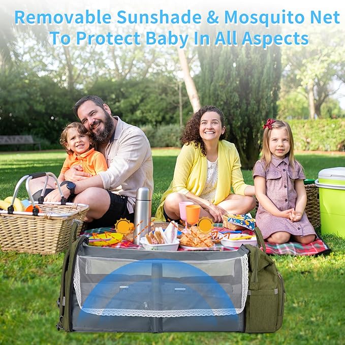 KABAQOO Diaper Bag Backpack with Detachable Changing Station, Large Capacity Baby Diaper Bags for Boys & Girls, Baby Registry Search Stuff & Shower Gifts, Newborn Essentials Must Haves, Army Green