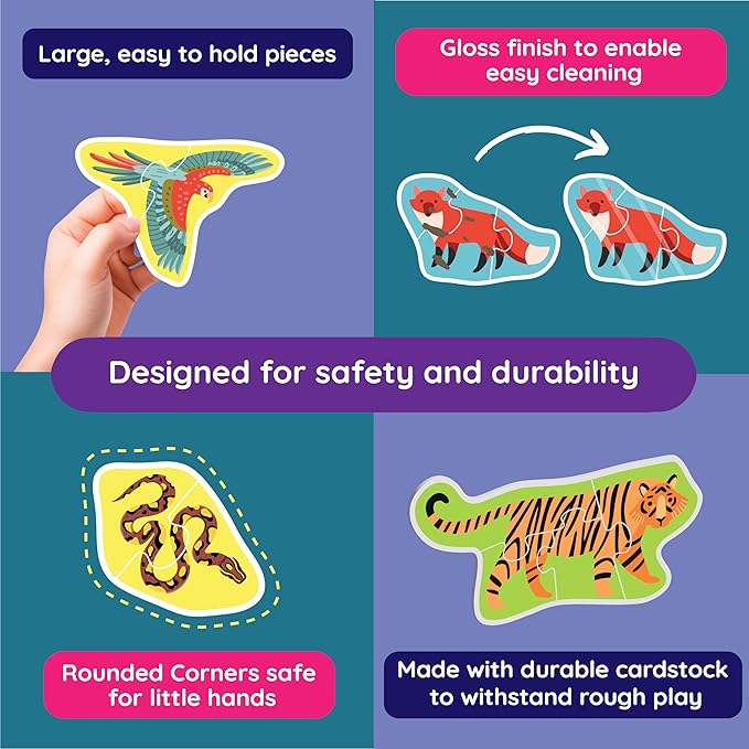 My First Puzzle Montessori Toy | 12 Graded Farm Animal Puzzles (2‑5 Piece Levels) | Montessori Puzzles for Fine Motor Skills & Early Learning | First Puzzle for Toddlers 3+ Year Old