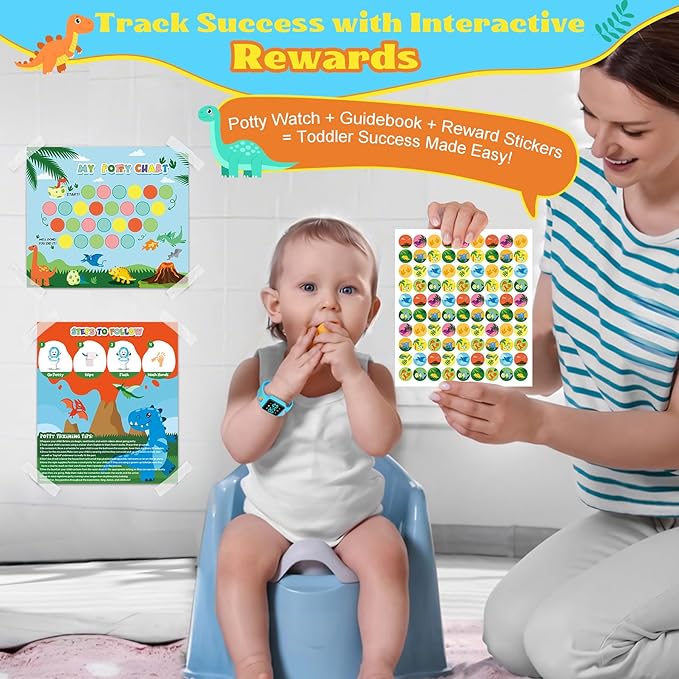 Toddler Potty Training Set – Potty Training Watch with Musical/Vibration Countdown Alerts, Fun Board Book, Progress Chart & Reward Stickers – Interactive Potty Training Kit for Kids Ages 2-6