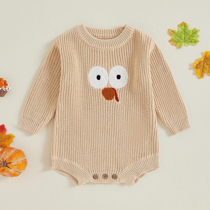 FYBITBO Baby Girl Boy Sweater Knit Oversized Pullover Sweatshirt Romper Onesie Warm Fall Winter Clothes Outfit Newborn