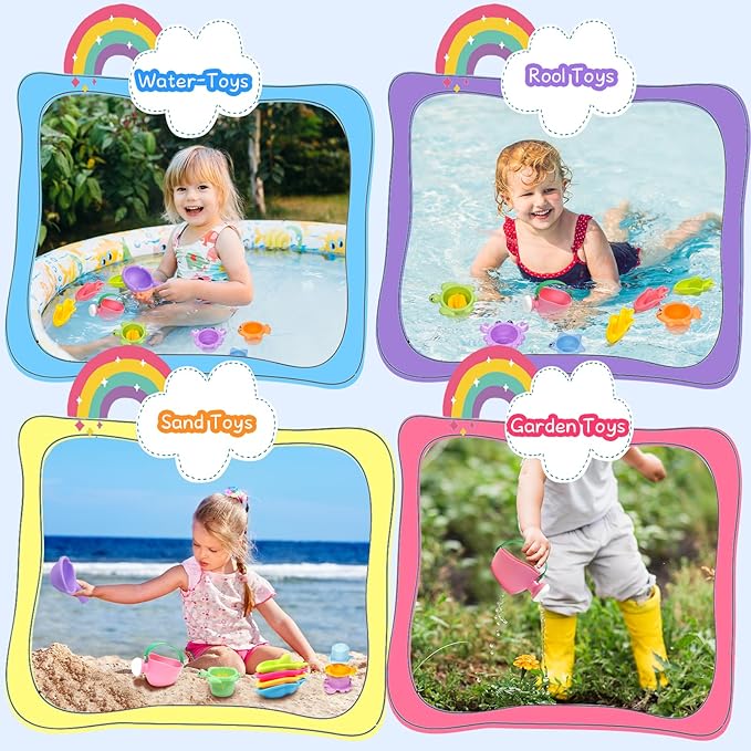 10PCS Baby Bath Toys for Kids Ages 1-3 Mold Free Water Toys for Toddlers 12+ Months Fun Bathtub Pool Beach Toys Safe Early Learning Water Table Toy for 2-6 Years Old Christmas Birthday Boys Girls Gift