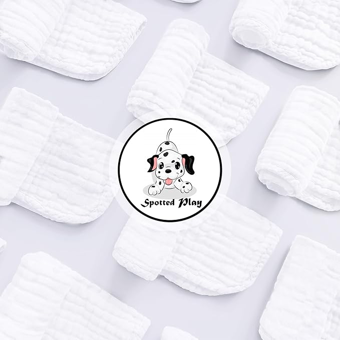 Muslin Burp Cloths 100% Cotton Large 20''x10'' Extra Soft and Absorbent Baby Wash Cloths Spit Up Rags - Baby Burping Cloth for Boys Girls Items(12 Pack White)