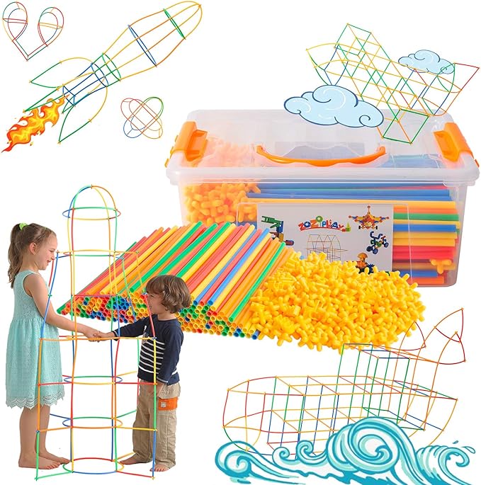 ZOZOPLAY Straw Constructor STEM Building Toys 400 Piece Straws and Connectors Building Sets Colorful Motor Skills Interlocking Plastic Engineering Toys Best Educational Toys Boy & Girl…