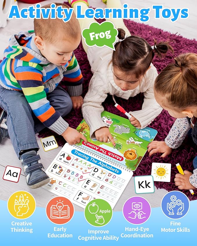 Benresive Montessori Busy Book for Toddlers 3-5, Preschool Learning Activities, Tracing Activity Coloring Books for Kids Ages 3-5, Educational Toys Gifts, Autism Sensory Travel Toys for Toddlers