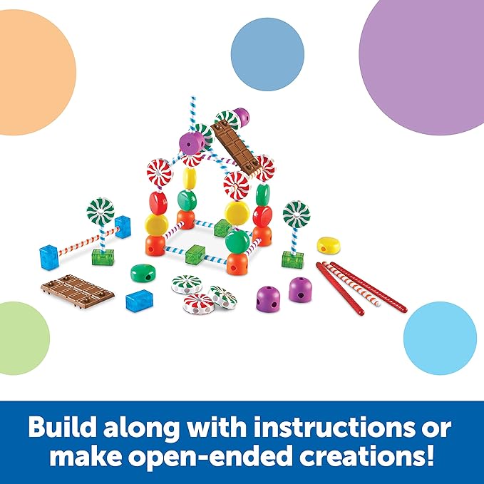 Learning Resources Candy Construction Building Set - 92 Pieces, Ages 4+ Toddler Learning Toys, Fine Motor Building Toy, Preschool Toys, STEM Toys