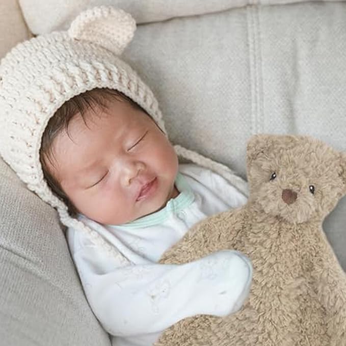 MON AMI Marshmallow Bear Plush Lovey for Babies – 15”, Security Blanket for Newborns, Baby Snuggle Toy