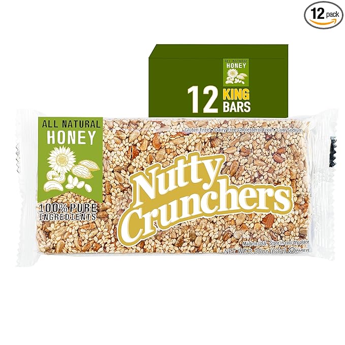 Nutty Crunchers All Natural Ingredients Large Bars (Honey Mix, 12 King Bars/box)