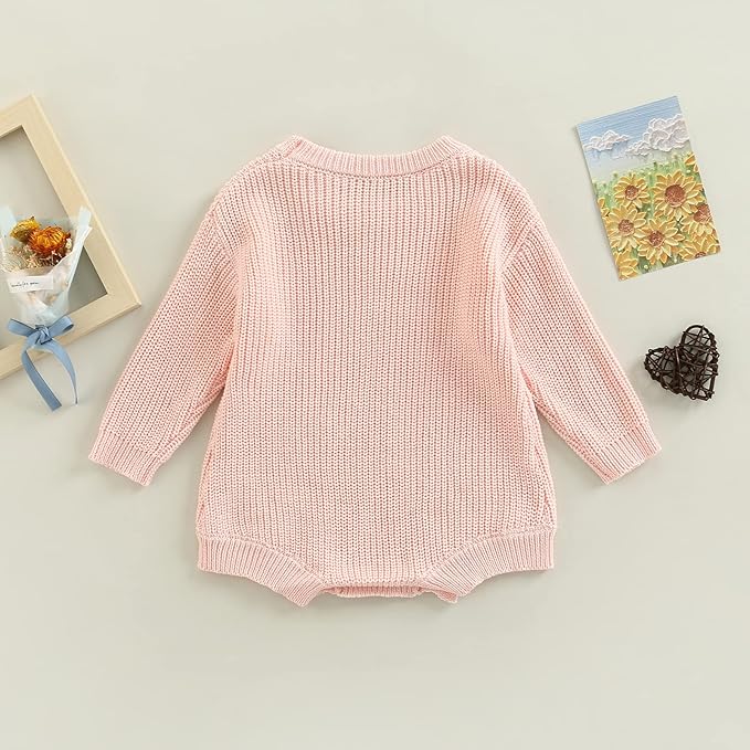 FYBITBO Baby Girl Boy Sweater Knit Oversized Pullover Sweatshirt Romper Onesie Warm Fall Winter Clothes Outfit Newborn