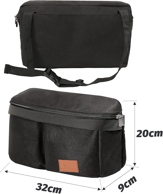 Miracle Baby Stroller Organizer Bag for Mom,Universal Stroller Storage Caddy Diaper Bag- Compatible with Most Stroller - Multifunctional Larg(Black)