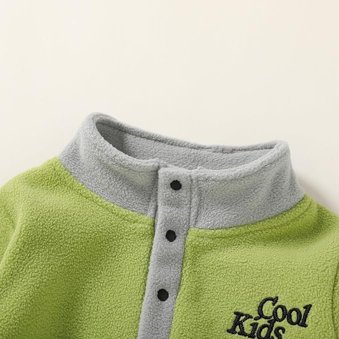 YOUNGER TREE Toddler Boy Girl Clothes Fleece Fall Winter Outfit Baby Long Sleeve Button Sweatshirt and Pants Sweatsuits Set