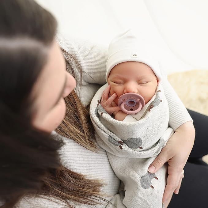 Luxury Cotton Knit Swaddle Baby Blanket - Soft Cozy Lightweight Unisex Receiving Swaddler Stroller Quilt Blanket for Shower Gift Registry for Newborns Infants Toddlers (Sheep - Ivory)