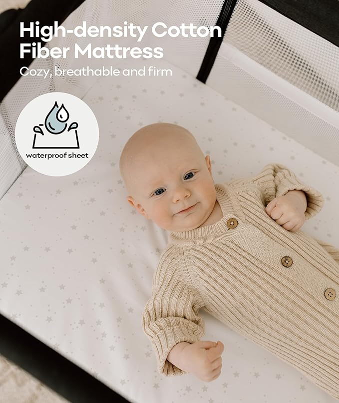 Fodoss Baby Bassinet Bedside Sleeper with Wheels and Storage Tray,4-Sided Mesh Bedside Bassinet for Infant/Newborn,7 Height Adjustable Easy Folding Bedside Crib