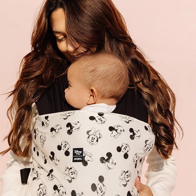 Moby Baby Wrap Carrier Easy-Wrap for Newborns to Toddlers (8-33lbs), Infant Sling Carrier, Lightweight & Hands Free Design, Adjustable for All Body Types (Disney's Mickey Mouse & Minnie Mouse)