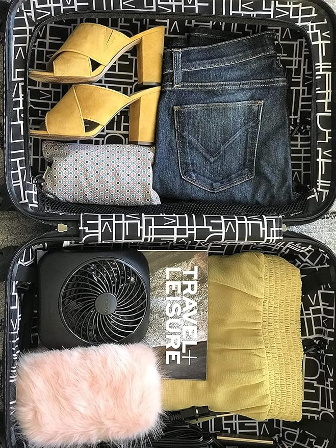 O2COOL Treva 5 Inch Battery Powered Fan Portable Desk Fan 2 Cooling Speeds with Compact Folding & Tilt Design Cubicle Accessories Small Portable (Raspberry)