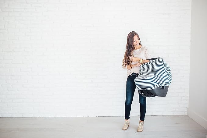 Baby Car Seat Cover Canopy and Nursing Cover Multi-Use Stretchy 5 in 1 Gift "The Sailor" by Copper Pearl