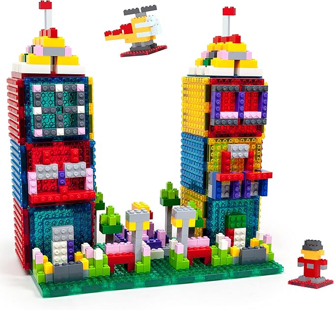 PicassoTiles 1016pcs Magnetic Tile & Building Brick Combo Construction STEM Toy Magnet Tiles for Creative Play Educational Toys for 3+ Large Bricks for Toddlers Compatible with Major Brands PTS1016