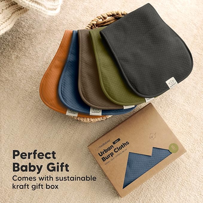 KeaBabies 5-Pack Organic Burp Cloths Baby Girl, Boy - Extra Large, Absorbent Baby Burp Cloths, Soft Burping Cloths for Babies, Newborn Burp Clothes, Cotton Burp Rags, Thick Burp Cloth (Basic/Quin)