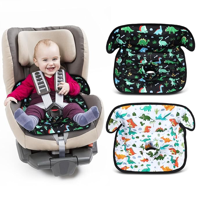 2 Pack Dinosaur Car Seat Protector for Potty Training Waterproof Piddle Pad Cover from Spillages Nappy Leaks Toilet Training Anti Slip Backing Strollers Carseat Liner for Toddlers Babies Summer