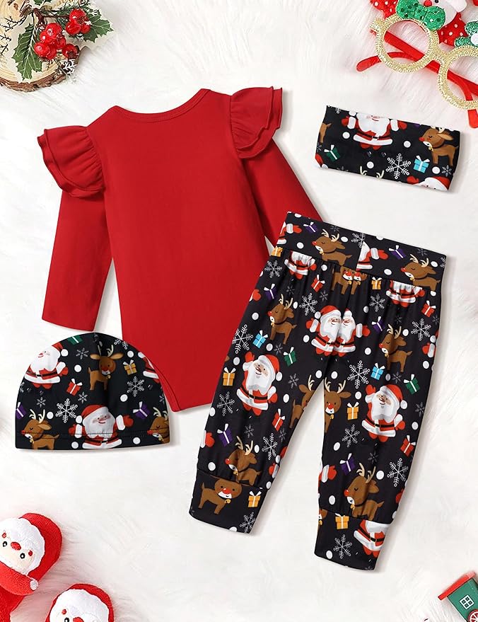 Infant Newborn Baby Girl Clothes Baby Girl Outfits For All Seasons Long Sleeve Snap Romper Pant Sets With Headband