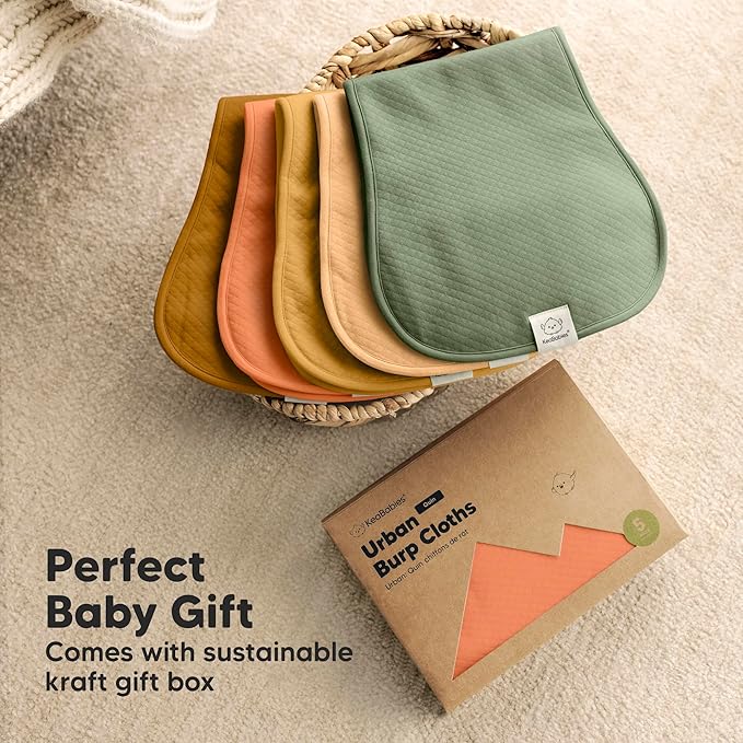 KeaBabies 5-Pack Organic Burp Cloths Baby Girl, Boy - Extra Large, Absorbent Baby Burp Cloths, Soft Burping Cloths for Babies, Newborn Burp Clothes, Cotton Burp Rags, Thick Burp Cloth (Phase/Quin)