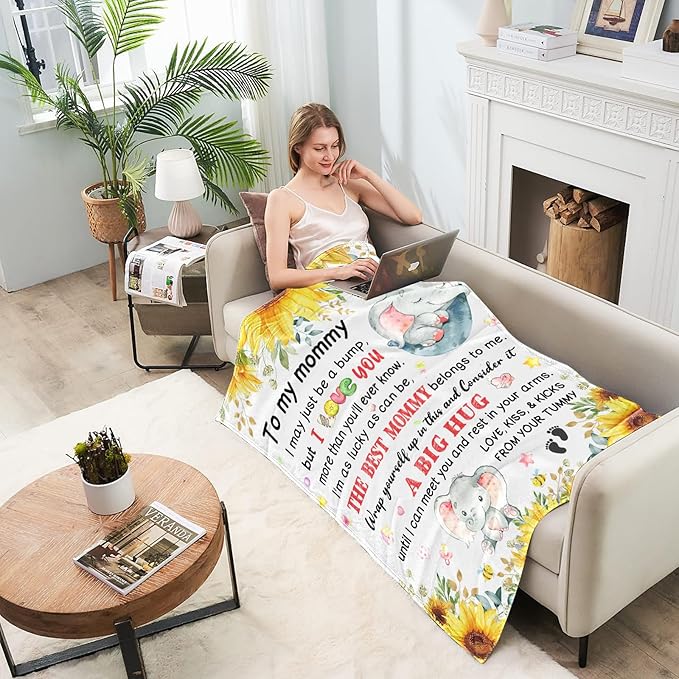 Pregnancy Gifts for Mommy - Mom to Be Gift, First Time Moms Gift, Promoted to Mom Gifts - Super Soft Flannel Throw Blanket 60"×50"