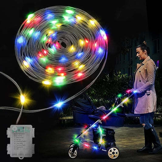16.4FT Durable Baby Stroller Lights for Walking at Night, Make The Stroller Visible, with Cable Ties, LED Lights for Stroller Accessories Bikes, Multicolor