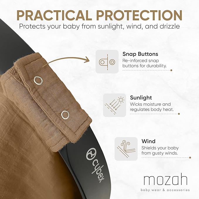 MOZAH Baby Car Seat Cover - Caramel Toffee - 100% Organic Muslin - Soft, Breathable and Lightweight, Baby Infant Car Seat Essentials