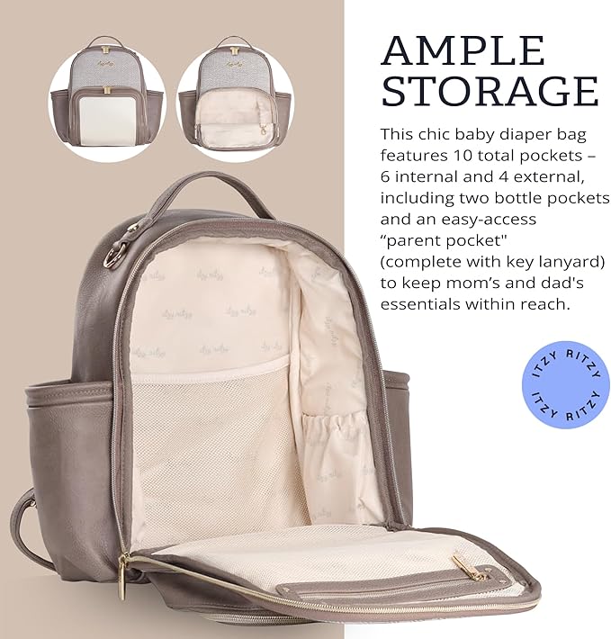 Itzy Ritzy Unisex Baby Mini Diaper Bag, Vanilla Latte-Plus