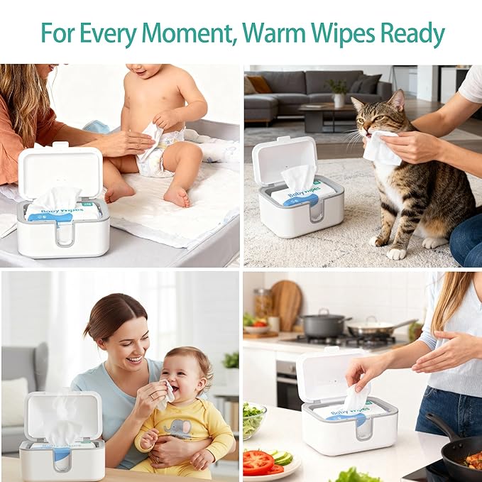 Chefhandy Wipe Warmer, Baby Wipe Warmer with UV Sanitizer, Diaper Wipe Warmer, Wet Wipes Dispenser with 3 Heating Modes, Night Light, Large Capacity, and One-Handed Operation (White)