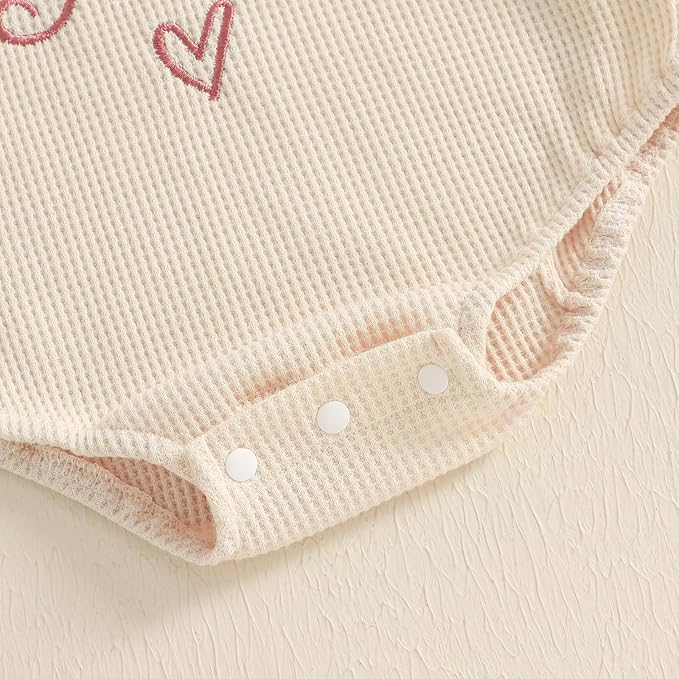 SAYOO Aunties Bestie Baby Girl Clothes Letter Embroidery Waffle Color Block Sweatshirt Bodysuit Fall Bubble Romper Pullover