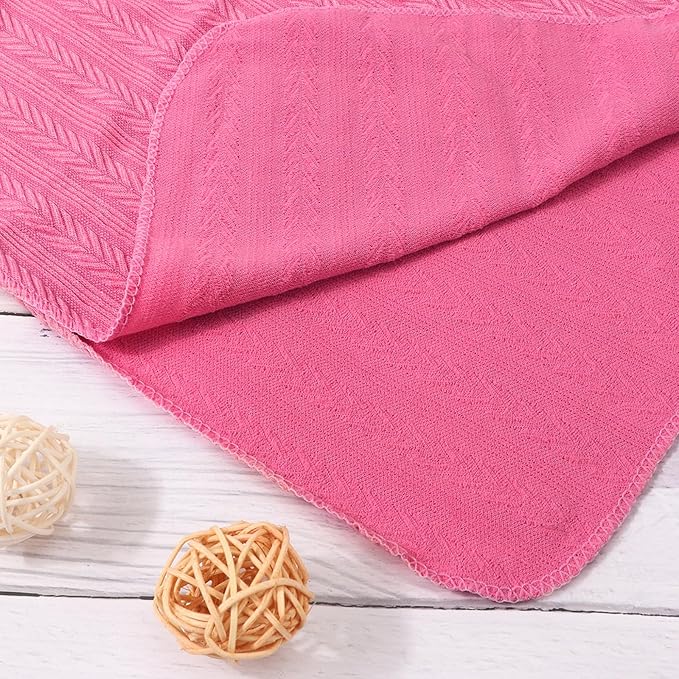 Newborn Receiving Blanket with Bow Hat Mittens Wooden Card Set Wheat-Pattern Newborns Toddler Baby Boy Girl Nursery Swaddle Wrap