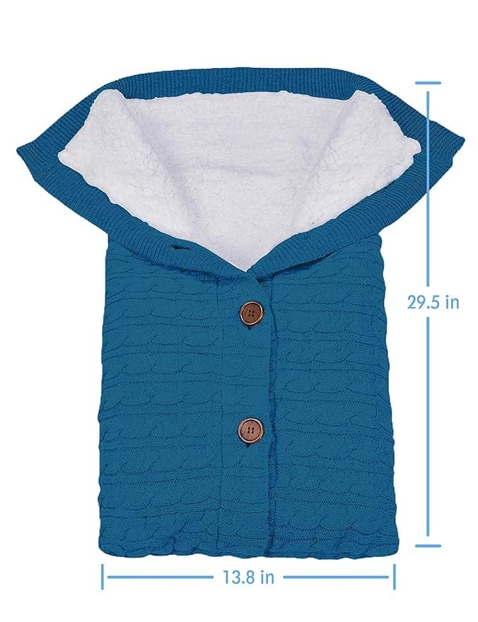 XMWEALTHY Unisex Infant Swaddle Blankets Soft Thick Fleece Knit Baby Girls Boys Stroller Wraps (Dark Blue)