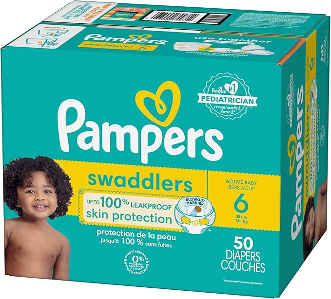 Pampers Baby Diapers - Swaddlers - Size 6, 50 Count, Ultra Absorbent Disposable Infant Diaper
