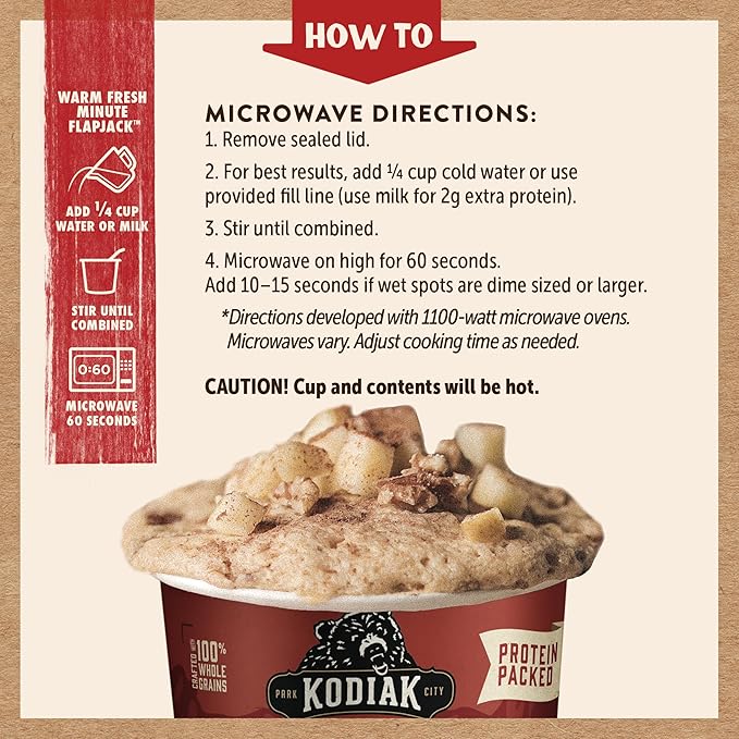 Kodiak Cakes Pancake On the Go, Cinnamon and Maple, 2.26 Ounce (Pack of 12)