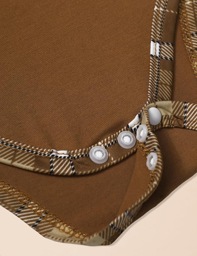 Baby Boy Clothes Long Sleeve Animal Plaid Romper + Overalls Infant Boy Clothes 2PCS Fall Winter Outfits