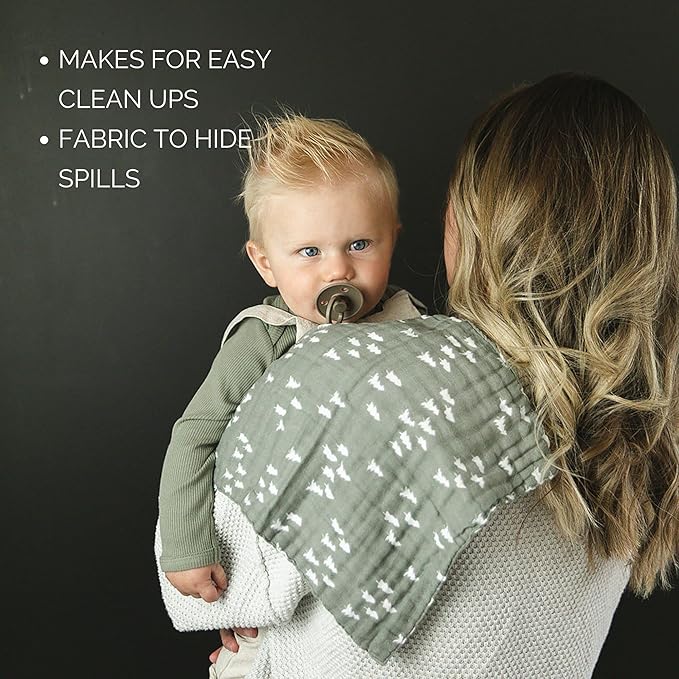 Mebie Baby Burp Cloths, Woods Print 3-Pack, Muslin Burp Cloth Set for Spit Up, Drool, and More, Boho Burp Cloths for Baby Boy and Girl, Baby Must Haves for Registry Lists and Gifts for Newborns