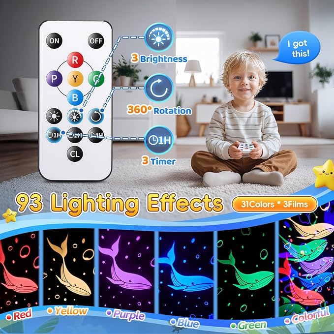 Baby Sound Machine Night Light Projector | 15 Sleeping Sounds & 3D Films | 31Colors & Remote Control | Autism Toys Night Light for Kids, Baby White Noise Machine, Baby Boy Toys, Egg Light for Nursery