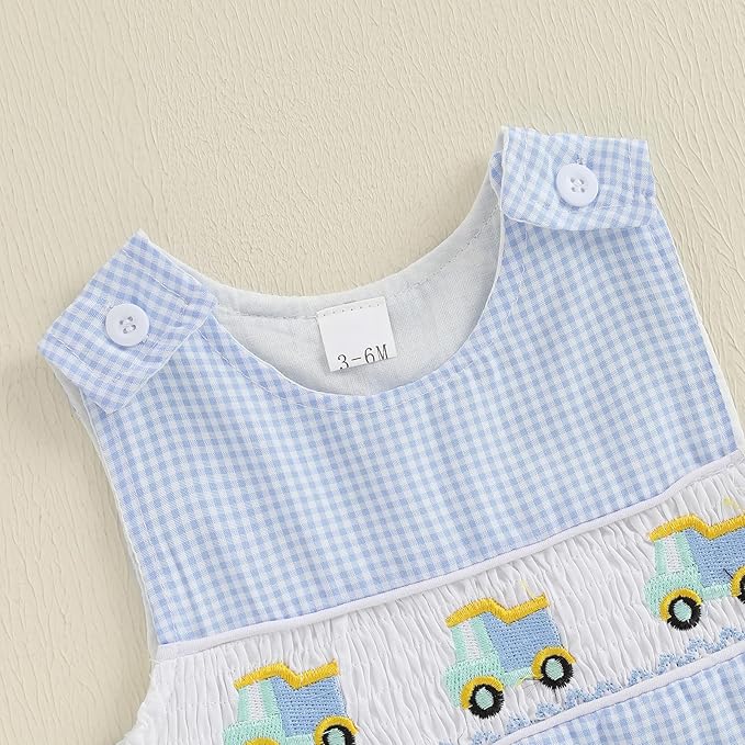 Baby Boy Summer Clothes Sleeveless Retro Plaid Romper Overalls Jumpsuit Shortalls Playsuit Outfits