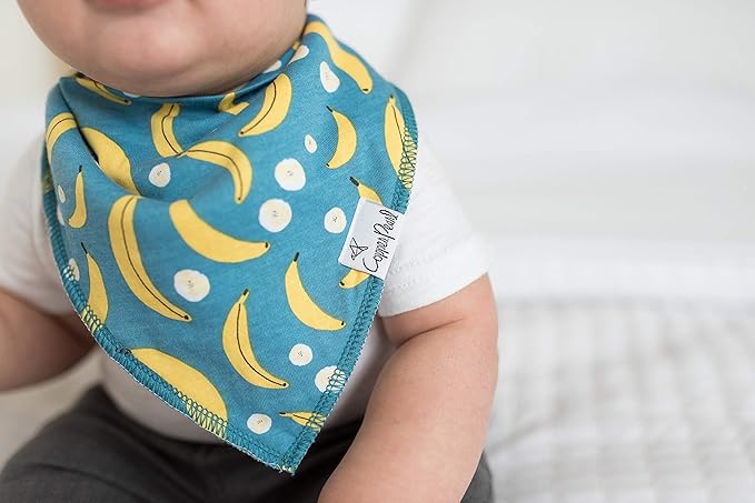 Copper Pearl 4 Pack Soft Cotton Baby Bibs for Drooling and Teething, Absorbent Drool Bibs for Baby Girl and Boy, Adjustable to Fit Newborns to Toddlers, Tons of Styles (Citrus)