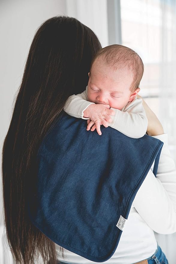 Copper Pearl Premium Baby Burp Cloths - 3-Pack Large Cotton Burp Cloths, Extra Soft Spit Up Rags with 3 Absorbent Layers, Perfect for Baby Boy and Baby Girl Gifts (21" x 10" Size, Ridge Set)