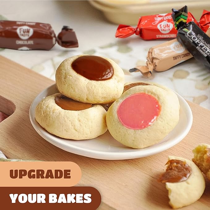 Taffy Candy Mix - 2 Pound Bag (150 Count) - Individually Wrapped Vanilla, Chocolate, Strawberry Caramels and Coffee Chews - Assorted Candy Variety Pack