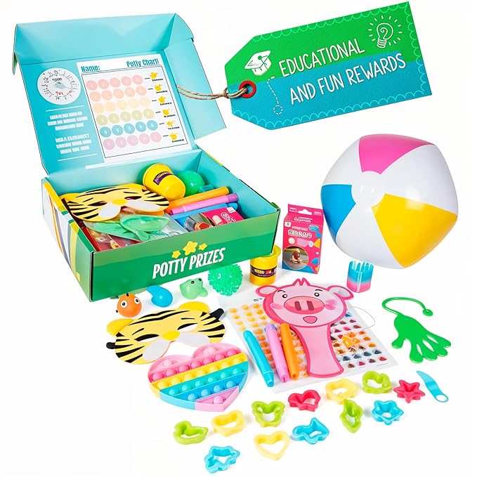 Potty Training Rewards Kit - All-in-One Potty Training Chart with 14 Rewards, Educational Toys & E-Book for Toddlers Boys & Girls
