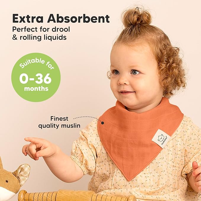 8-Pack Muslin Baby Bibs for Boys, Girls - Muslin Bandana Drool Bibs for Baby Girl & Boy, Drooling Newborn, Teething Toddler, Infant 0-36 Months, 100% Cotton Extra Absorbent & Soft (Eclipse)