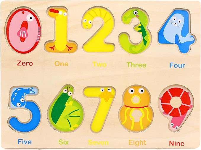 Aile Wooden Preschool Learning Number Puzzles Toys for Kids Age 2-4, Educational Toys