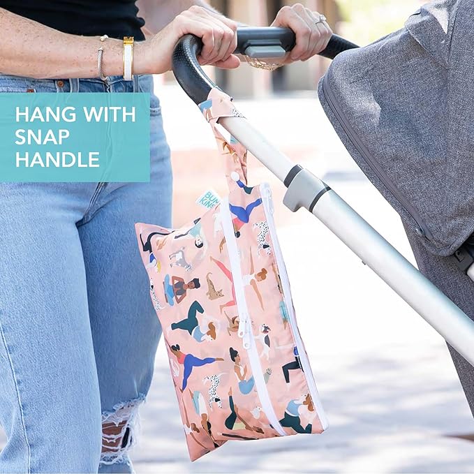 Bumkins Waterproof Wet Dry Clutch Bag for Baby, Travel, Swim Suit, Cloth Diapers, Pump Parts, Pool, Gym Clothes, Toiletry, Hook to Stroller, Pack for Daycare, Zip Bag, Packing Pouch, Yoga Pals