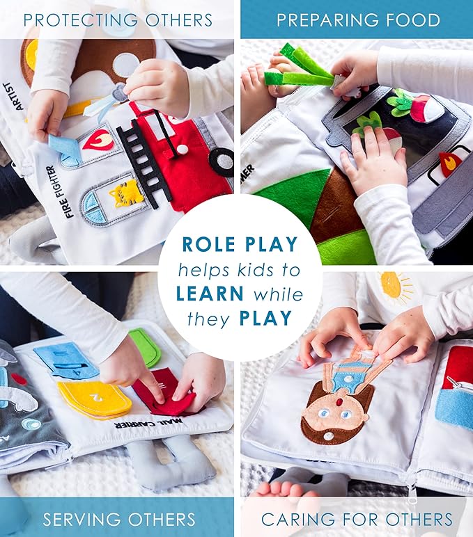 Curious Columbus Quiet Book Fabric Busy Book for Toddlers 3-5 - Airplane Toddler Travel Toys for Kids - Montessori Toy Preschool Activity Books - Fun and Educational for Toddlers