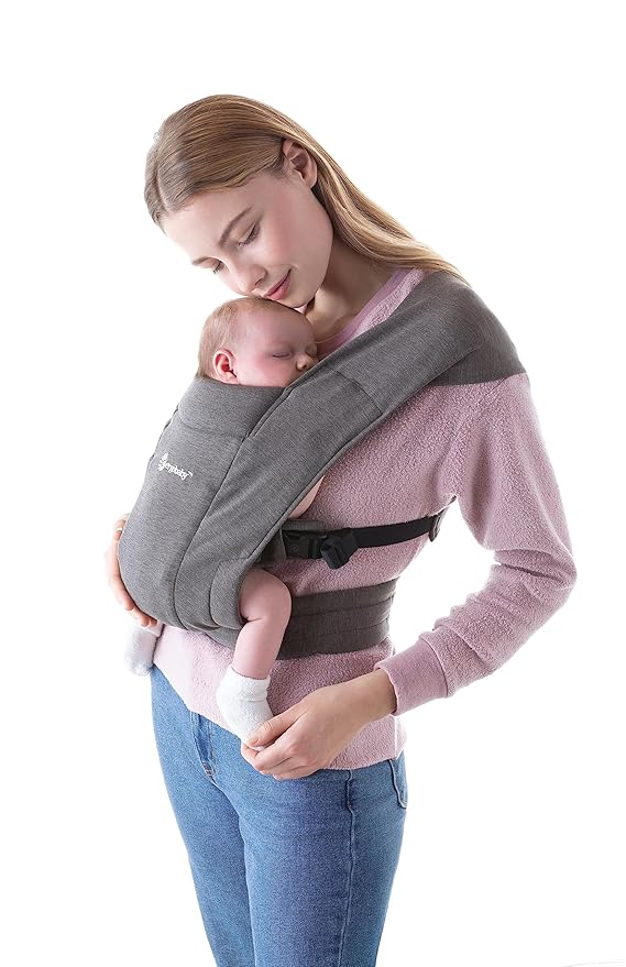 Ergobaby Embrace Baby Carrier Newborn to Toddler - Breathable Baby Carriers for Summer - Cozy Essentials (7-25 Pounds), Ponte Knit, Heather Grey