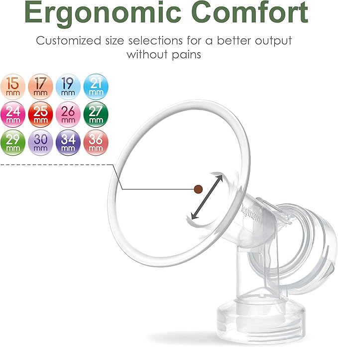2X 17 mm One-Piece Breastshieldm Extra Small w/Valve, Membrane Compatible with Medela Breast Pumps (Pump in Style, Lactina, Symphony); Made by Maymom Non-Detachable Clear