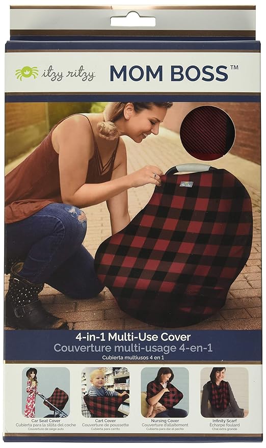 Itzy Ritzy 4-in-1 Nursing Cover, Car Seat Wrap, Shopping Cart Cover & Infinity Scarf – Breathable, Multi-Use Nursing Cover-Up for Breastfeeding, Carseat Canopy & Stroller Covering (Buffalo Plaid)